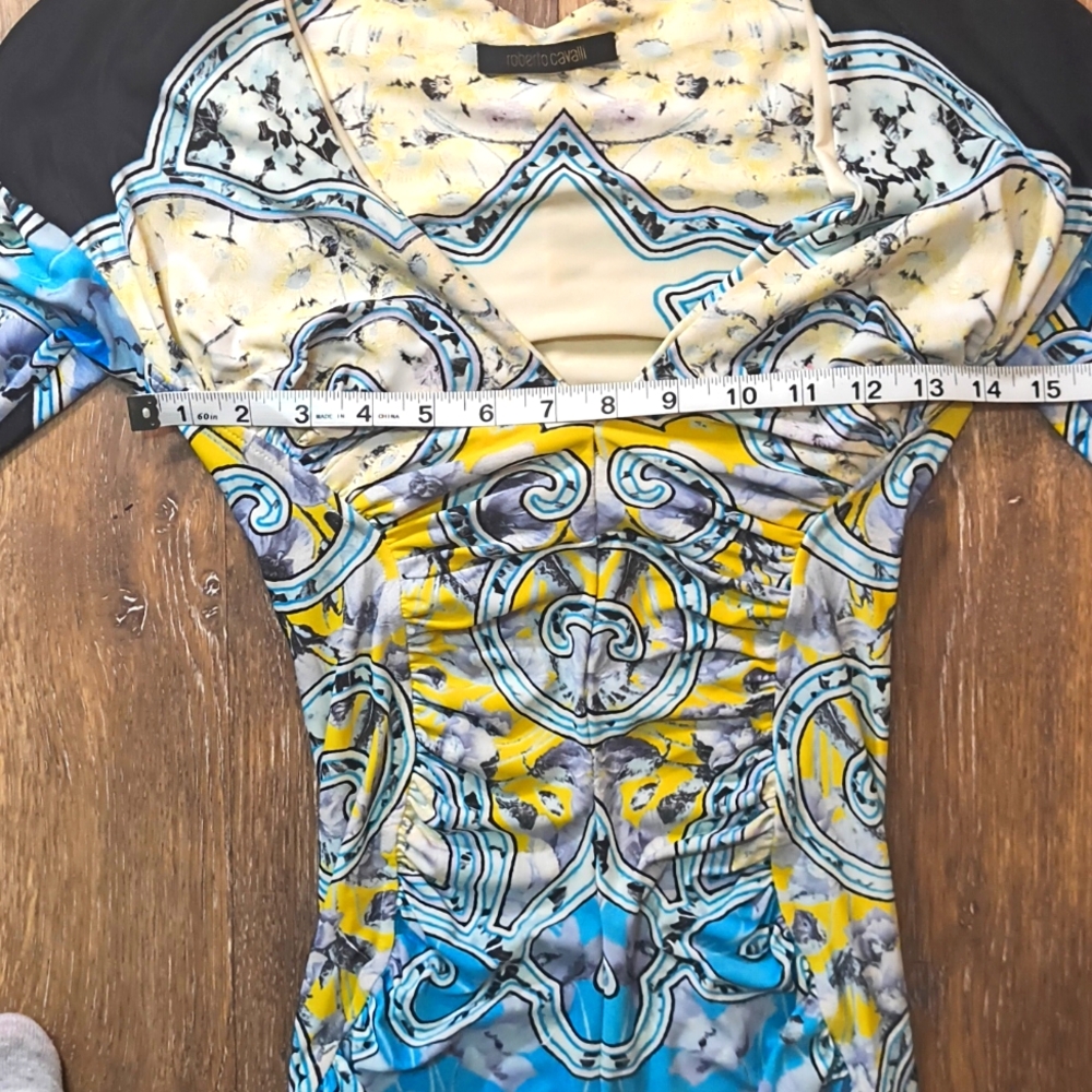 Roberto Cavalli Vintage Dress V Neck Ruched Size 40 - Picture 7 of 13